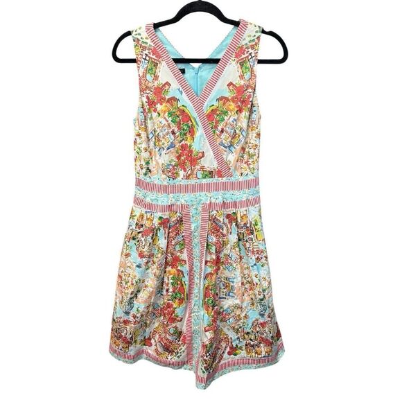 Talbots A-Line Italy Bistro Scenic Cotton Dress sz 4 - Picture 3 of 15